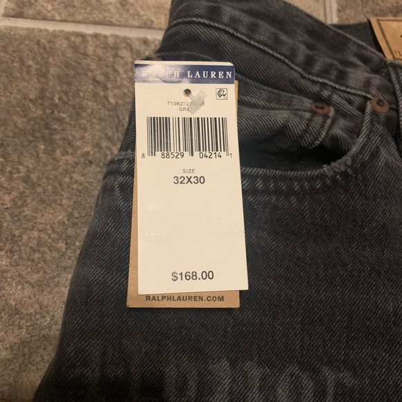 Polo Ralph Lauren Jean Sz 32 X 30 Black Grey Classic Fit Embroidered Art Graphic - Picture 10 of 14